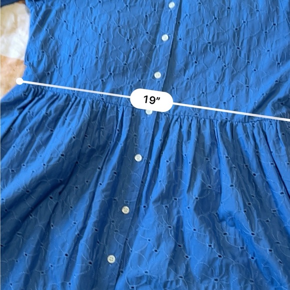 J. Crew Eyelet Blue Long-Sleeve Shirt Dress 10 - Picture 10 of 10